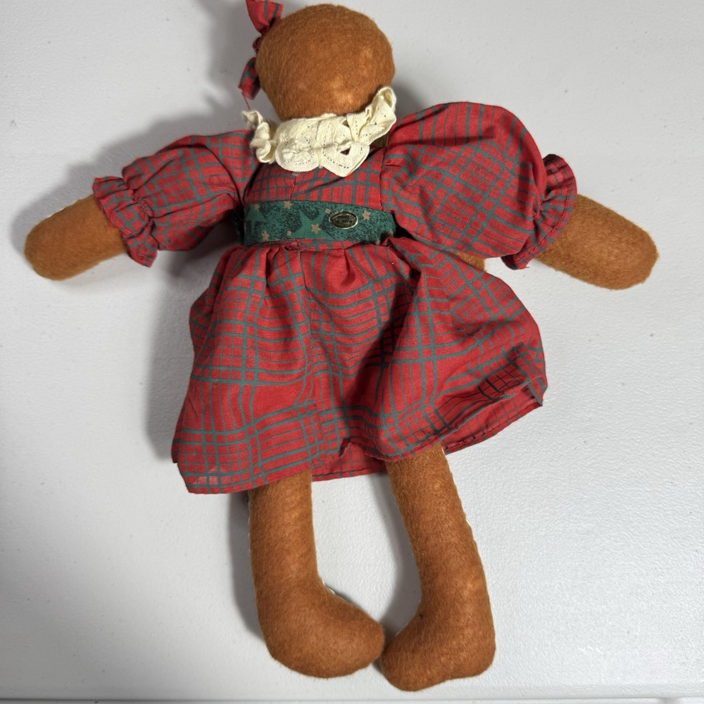 Vintage Stuffed Gingerbread Family Boy Girl Christmas Holiday Decor Farmhouse - Picture 7 of 9